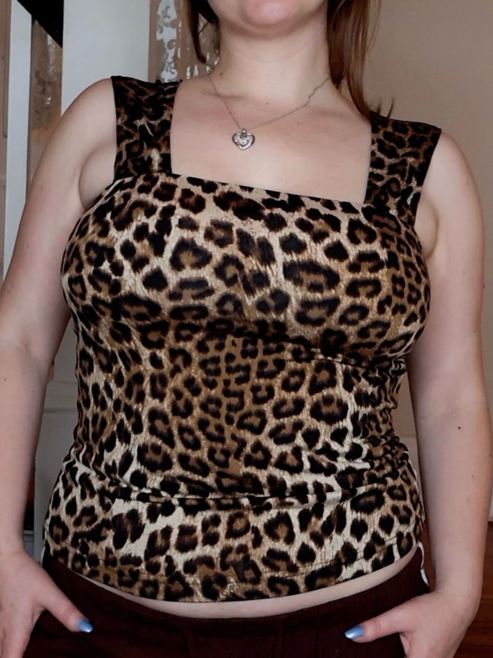 Leopard Print Square Neck Tank Top - Brown Black Size 8 Joseph Ribkoff